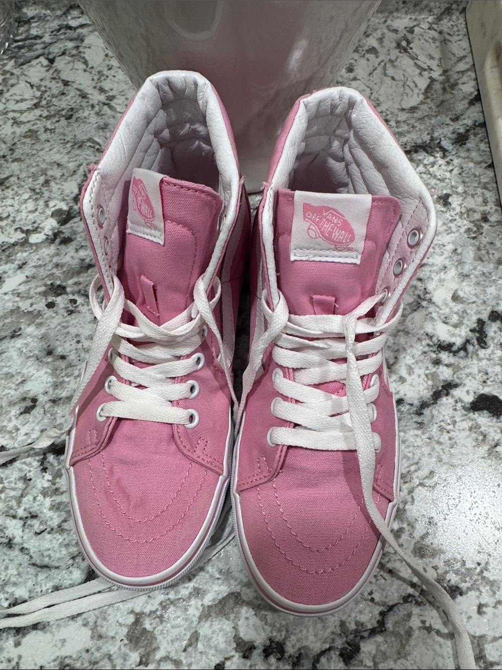 Vans Pink High-Top Canvas Sneakers with White Accents